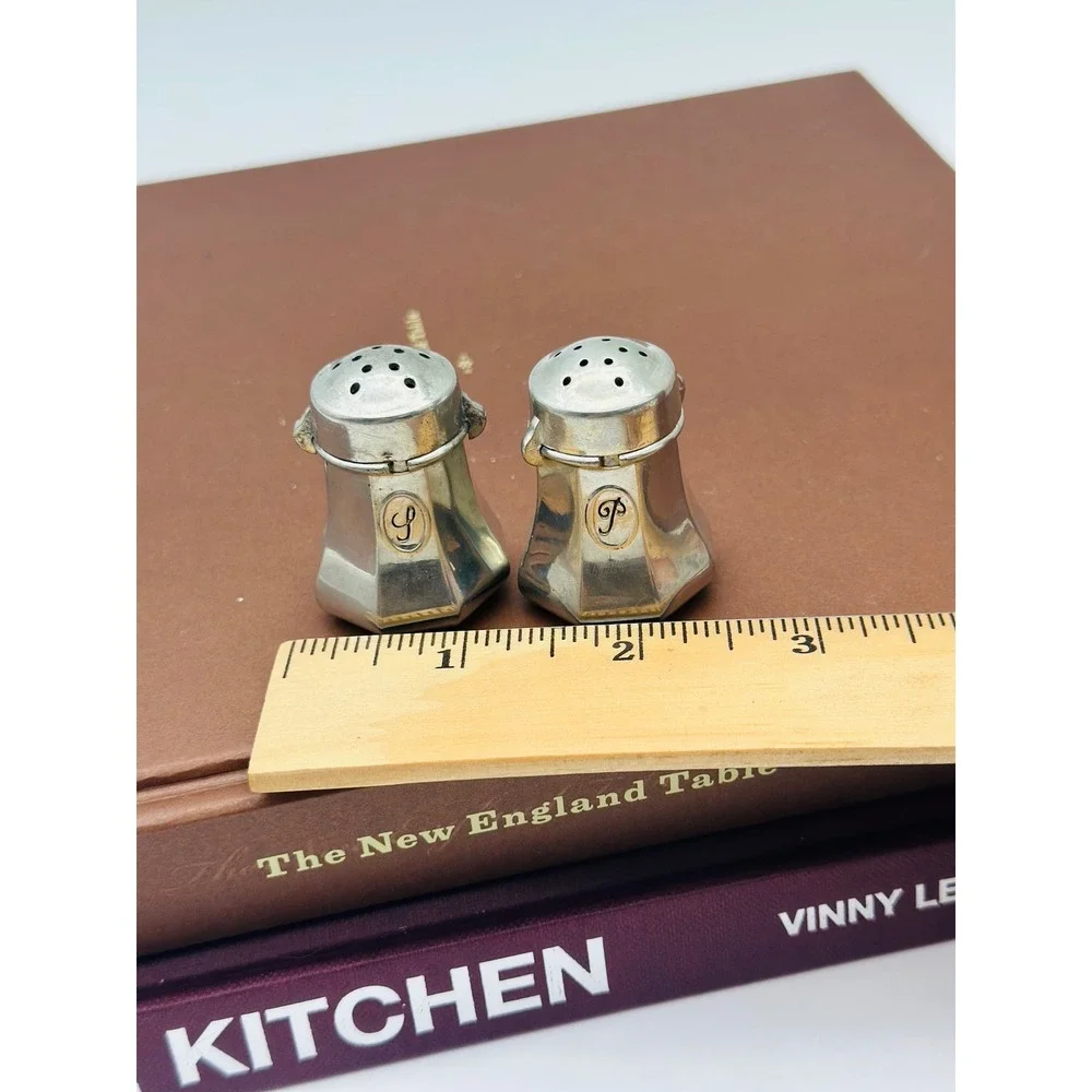 Vintage Les Etains du Manoir Paris Pewter Salt and Pepper Shakers France